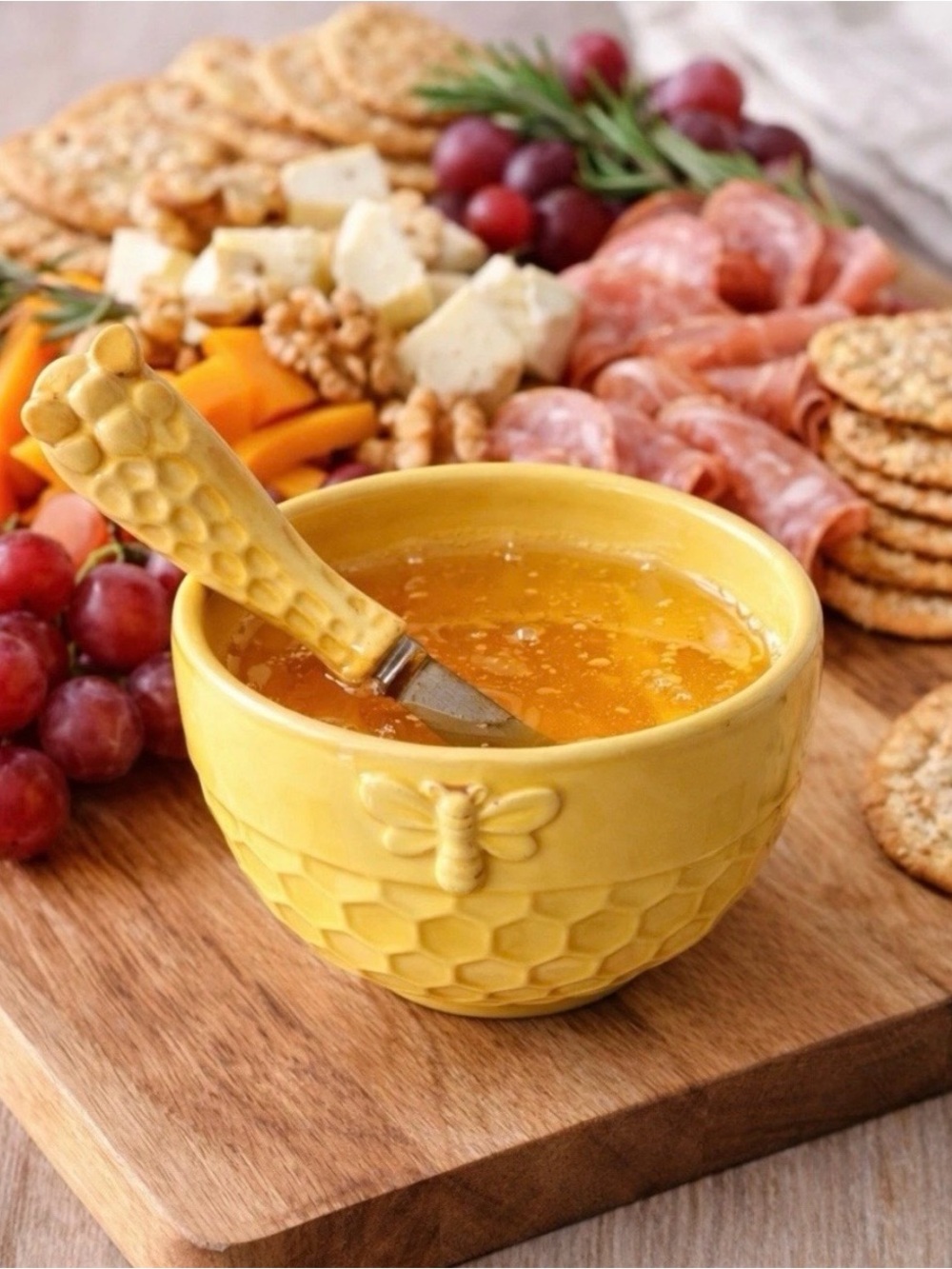 October Hill Honeycomb Yellow Honey Bowl and Spreader